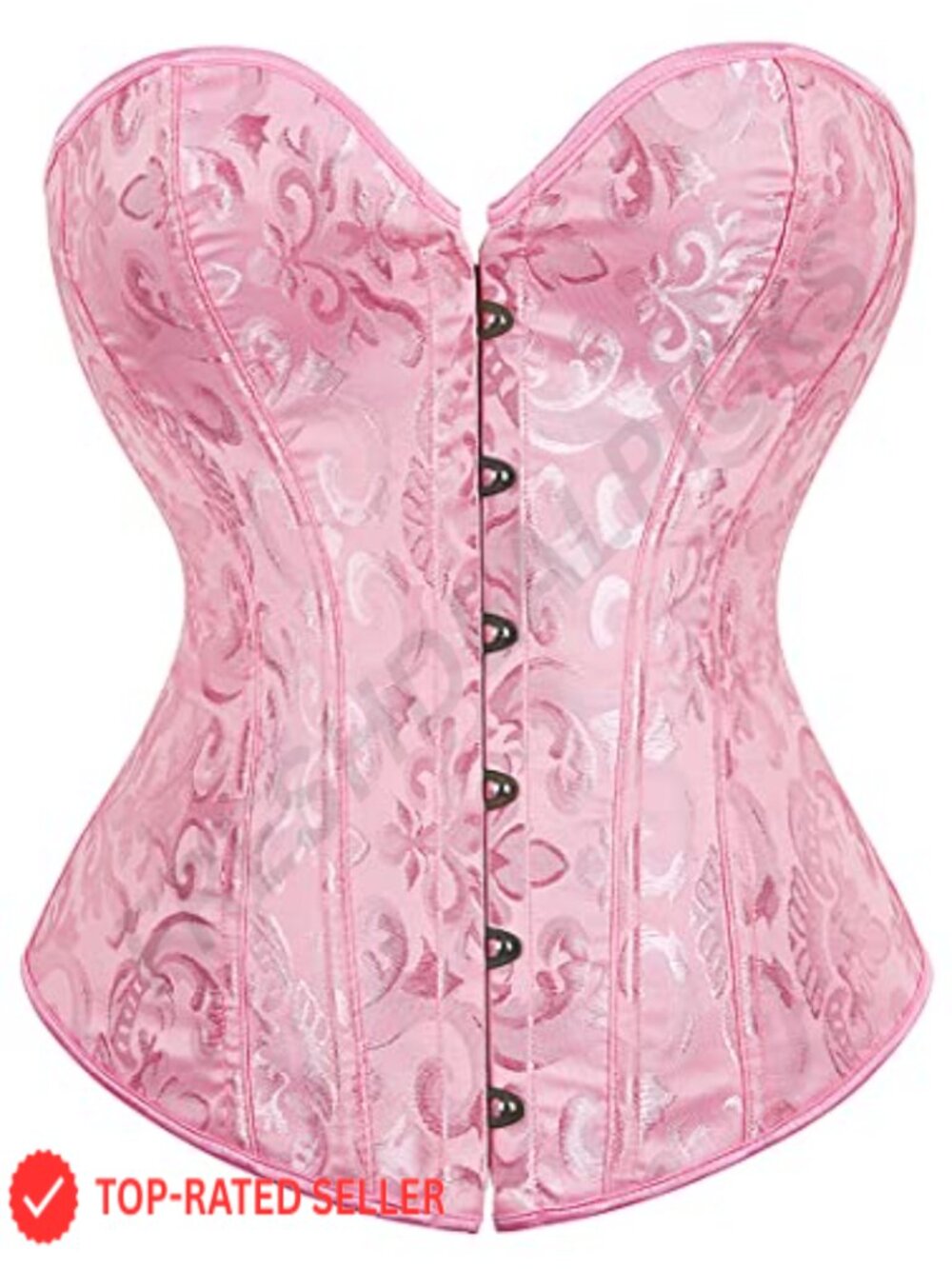 Vintage Floral Denim Overbust Corset Bustier Top Front Busk Lace Up Back